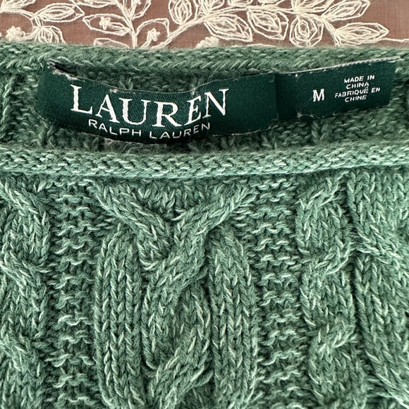 Ralph Lauren Green Cable Knit Sweater - Picture 3 of 6